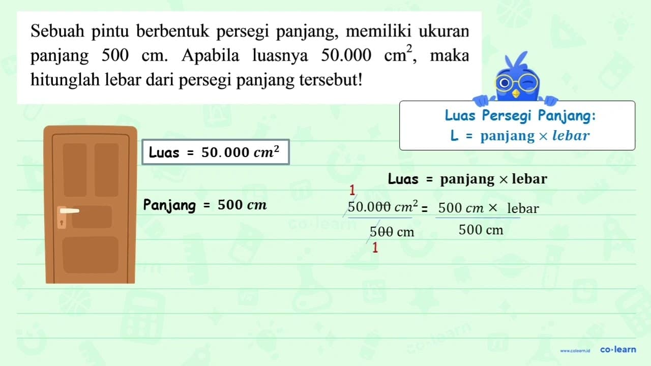 Sebuah pintu berbentuk persegi panjang, memiliki ukuran