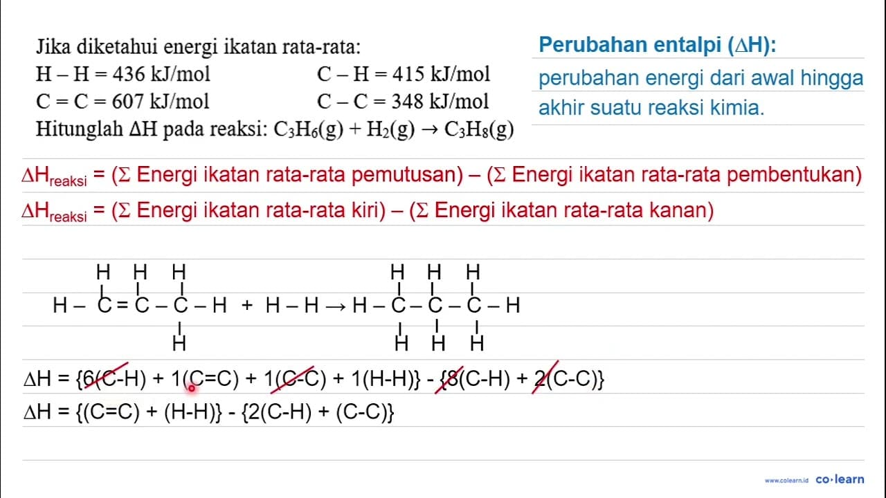 Jika diketahui energi ikatan rata-rata: H-H=436 ~kJ / mol