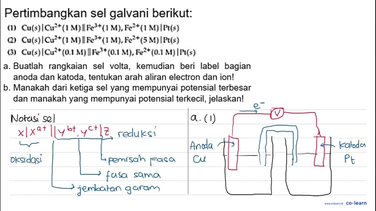 Pertimbangkan sel galvani berikut: (1) Cu (s) | (Cu^(2+) (1