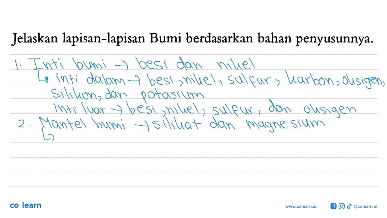 Jelaskan lapisan-lapisan Bumi berdasarkan bahan