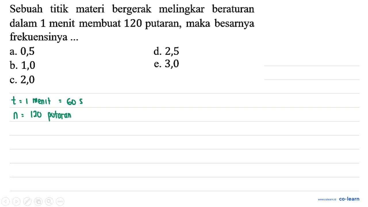 Sebuah titik materi bergerak melingkar beraturan dalam 1