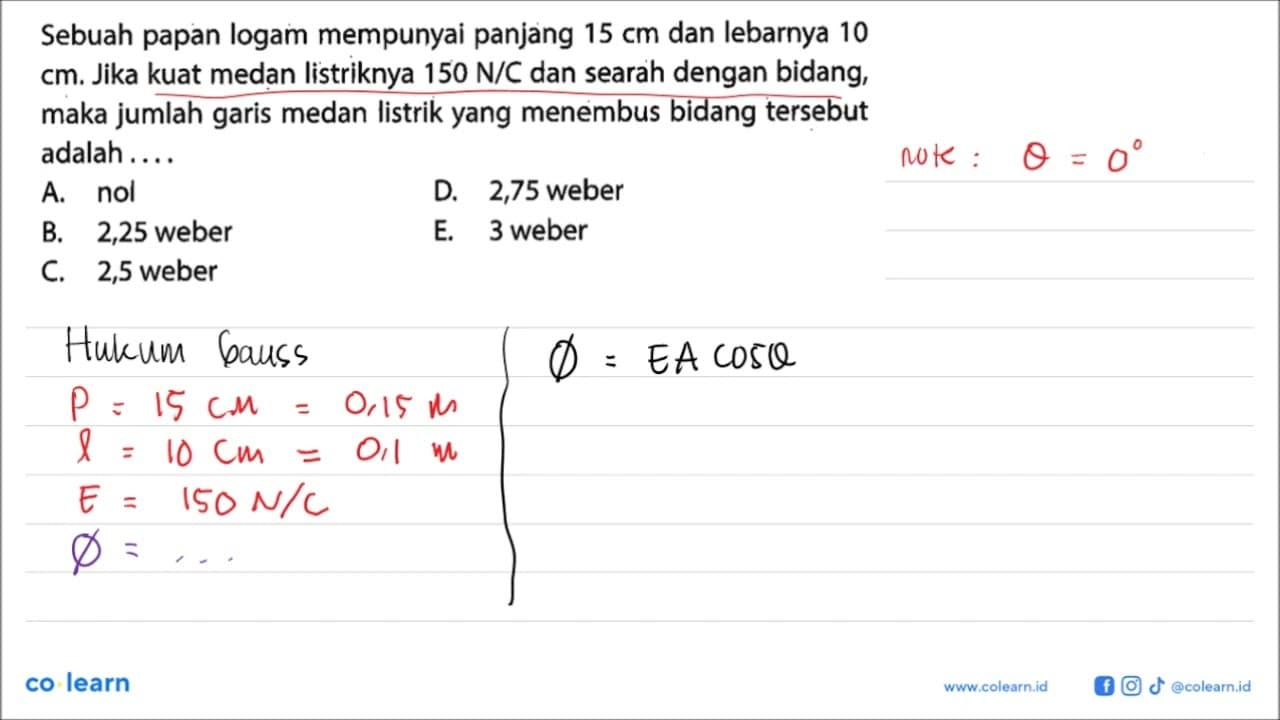 Sebuah papan logam mempunyai panjang 15 cm dan lebarnya 10