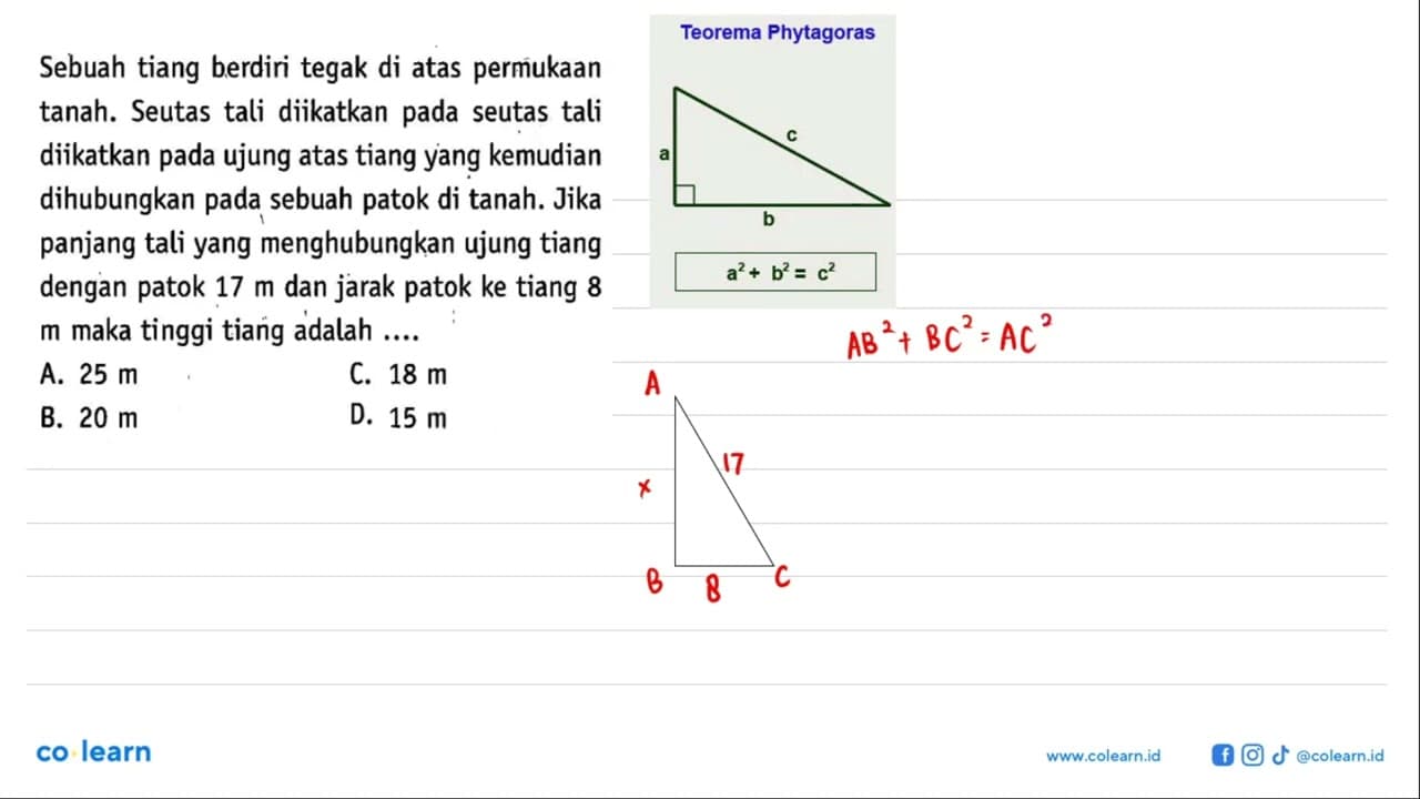 Sebuah tiang berdiri tegak di atas permiukaan tanah. Seutas