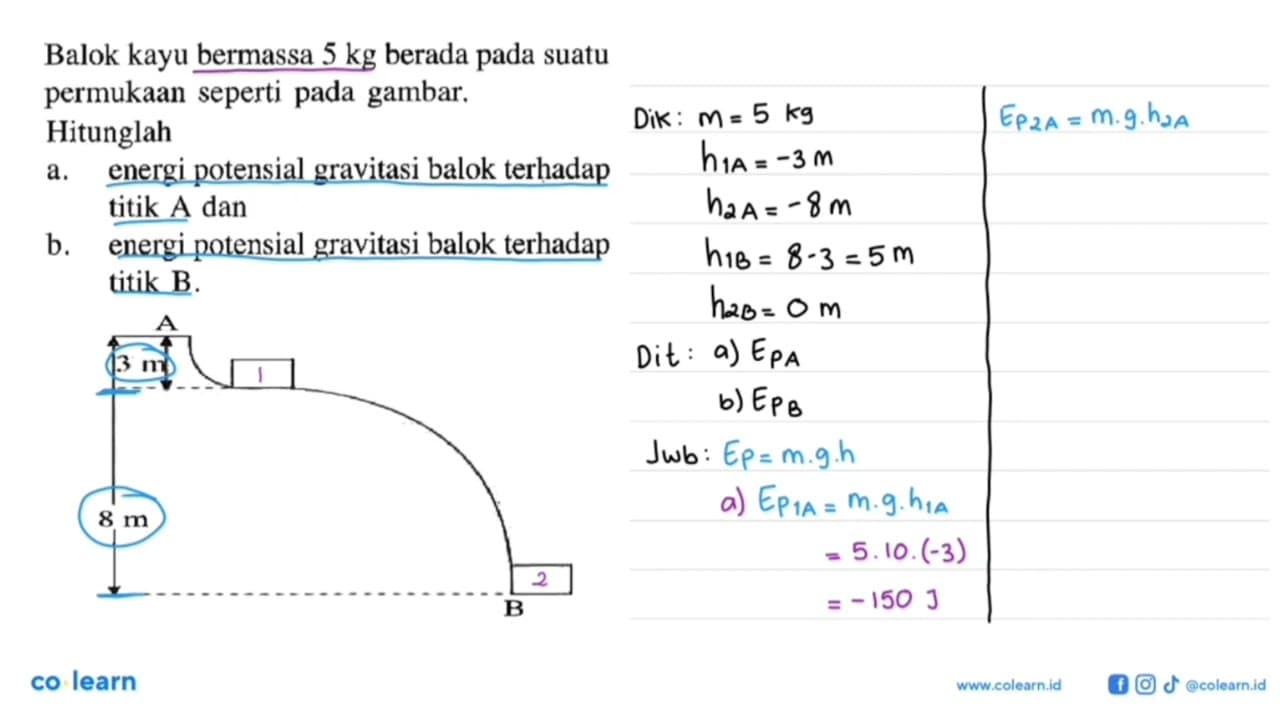 Balok kayu bermassa 5 kg berada pada suatu permukaan