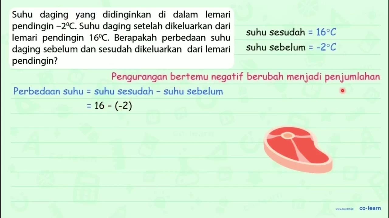 Suhu daging yang didinginkan di dalam lemari pendingin -2 C