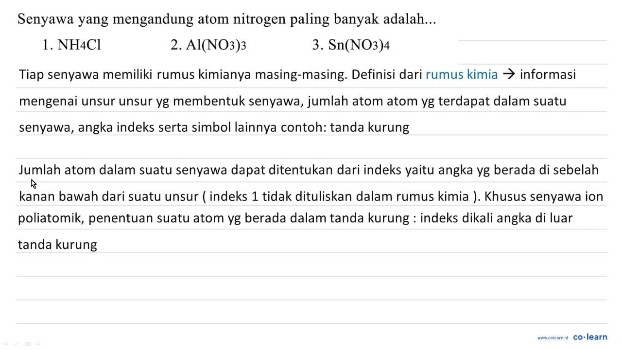 Senyawa yang mengandung atom nitrogen paling banyak