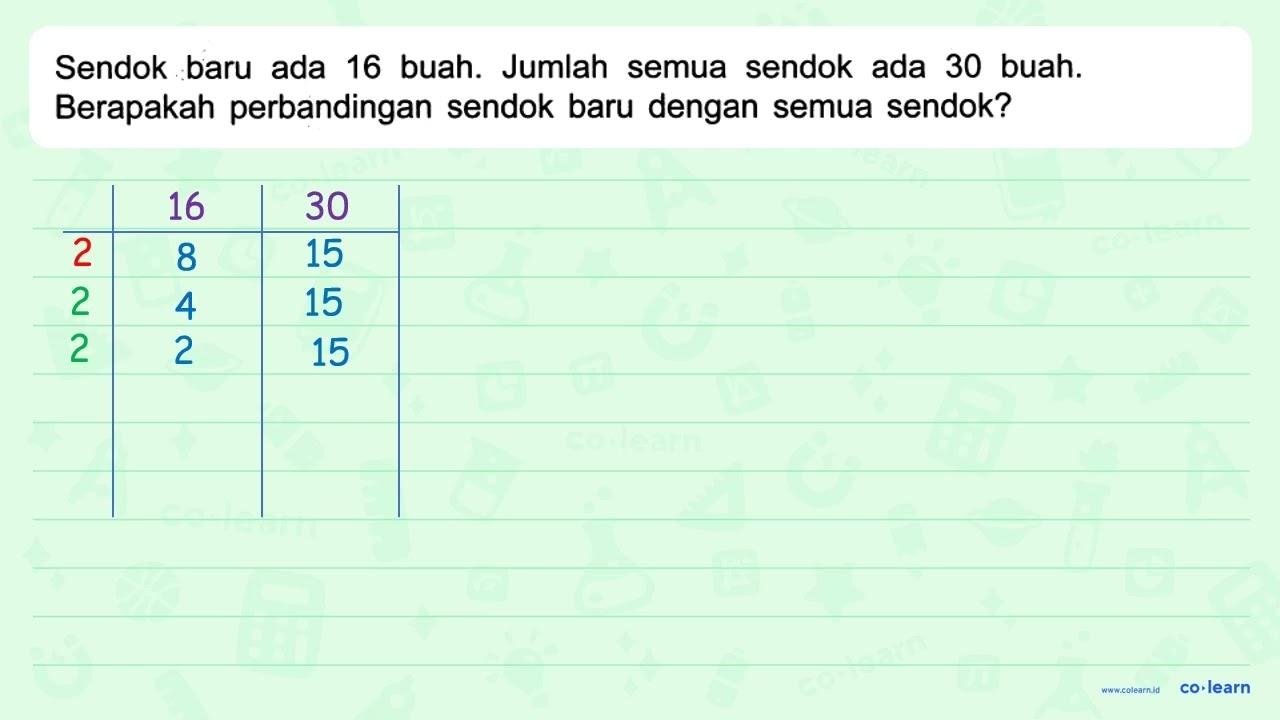 Sendok baru ada 16 buah. Jumlah semua sendok ada 30 buah.