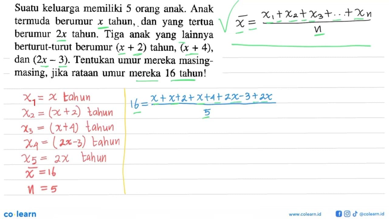 Suatu keluarga memiliki 5 orang anak Anak termuda berumur