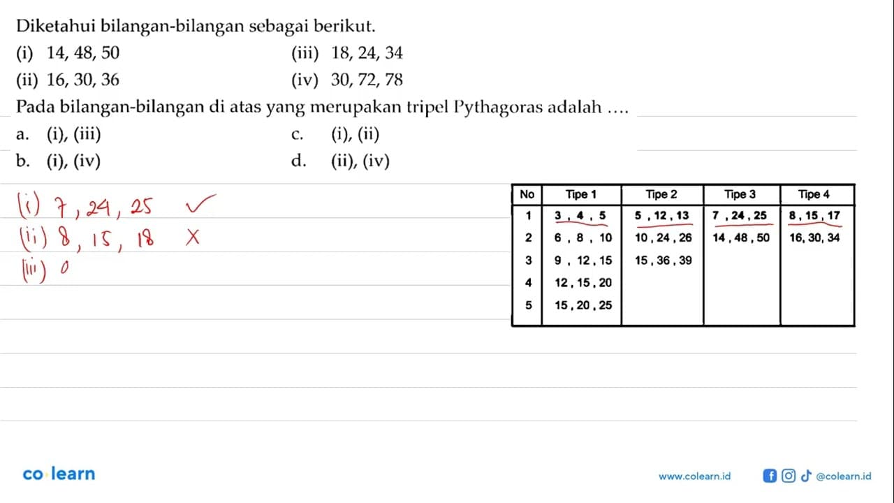 Diketahui bilangan-bilangan sebagai berikut.(i) 14,48,50