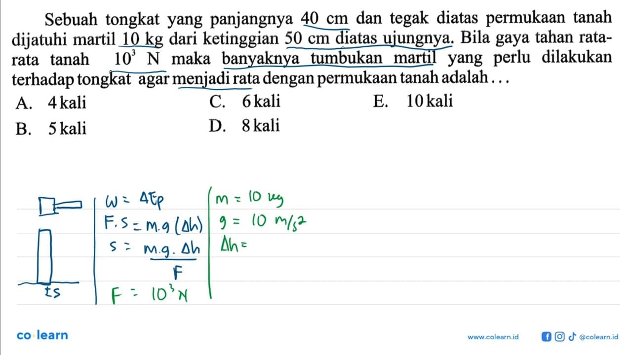 Sebuah tongkat yang panjangnya 40 cm dan tegak diatas