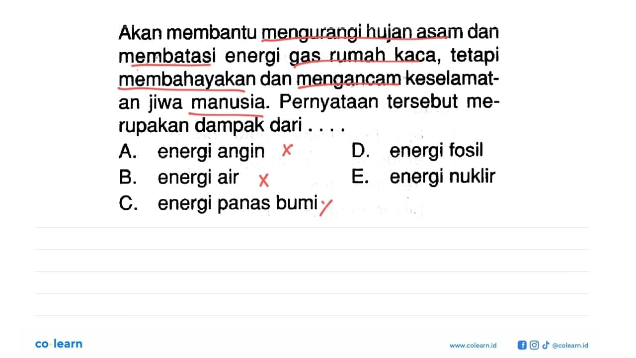 Akan membantu mengurangi hujan asam dan membatasi energi