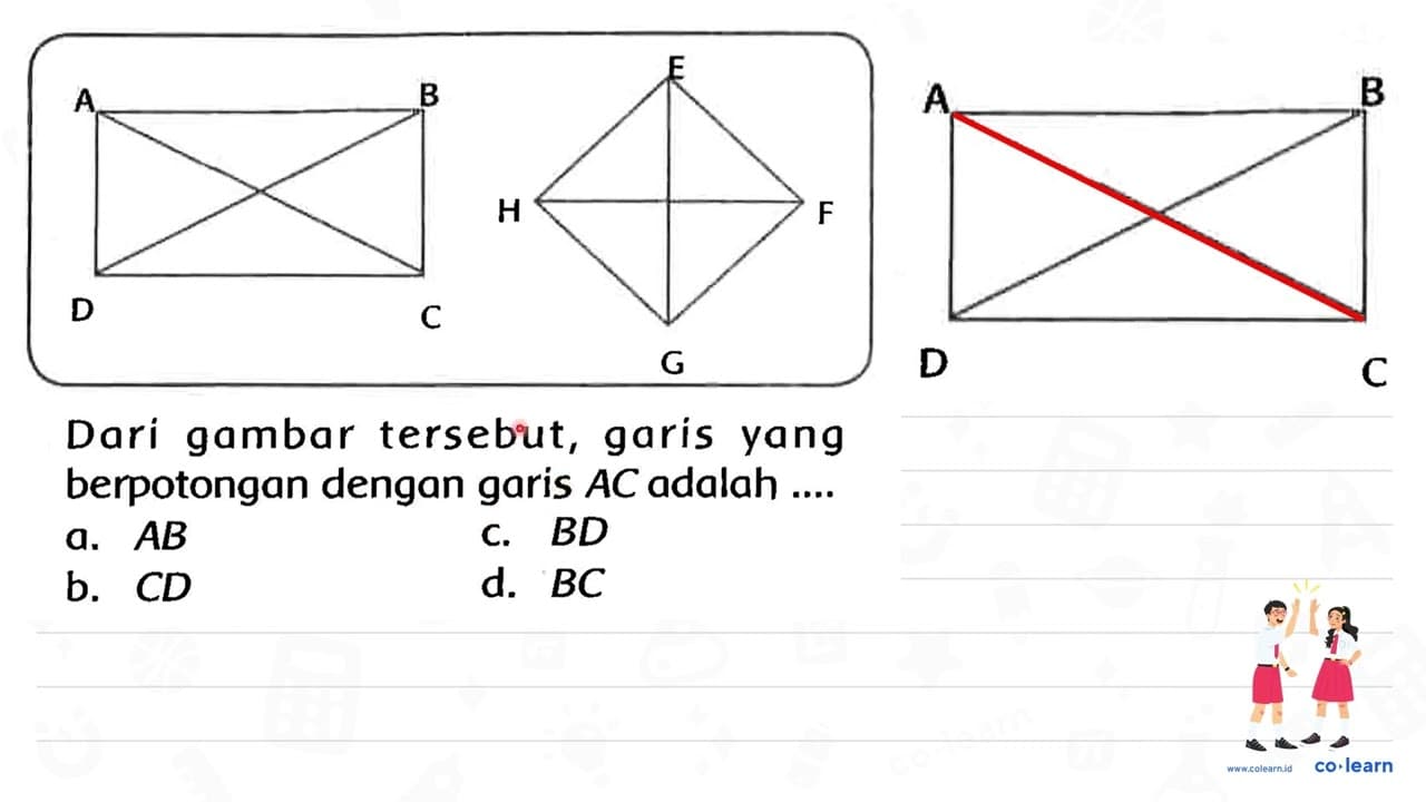 Dari gambar tersebut, garis yang berpotongan dengan garis A