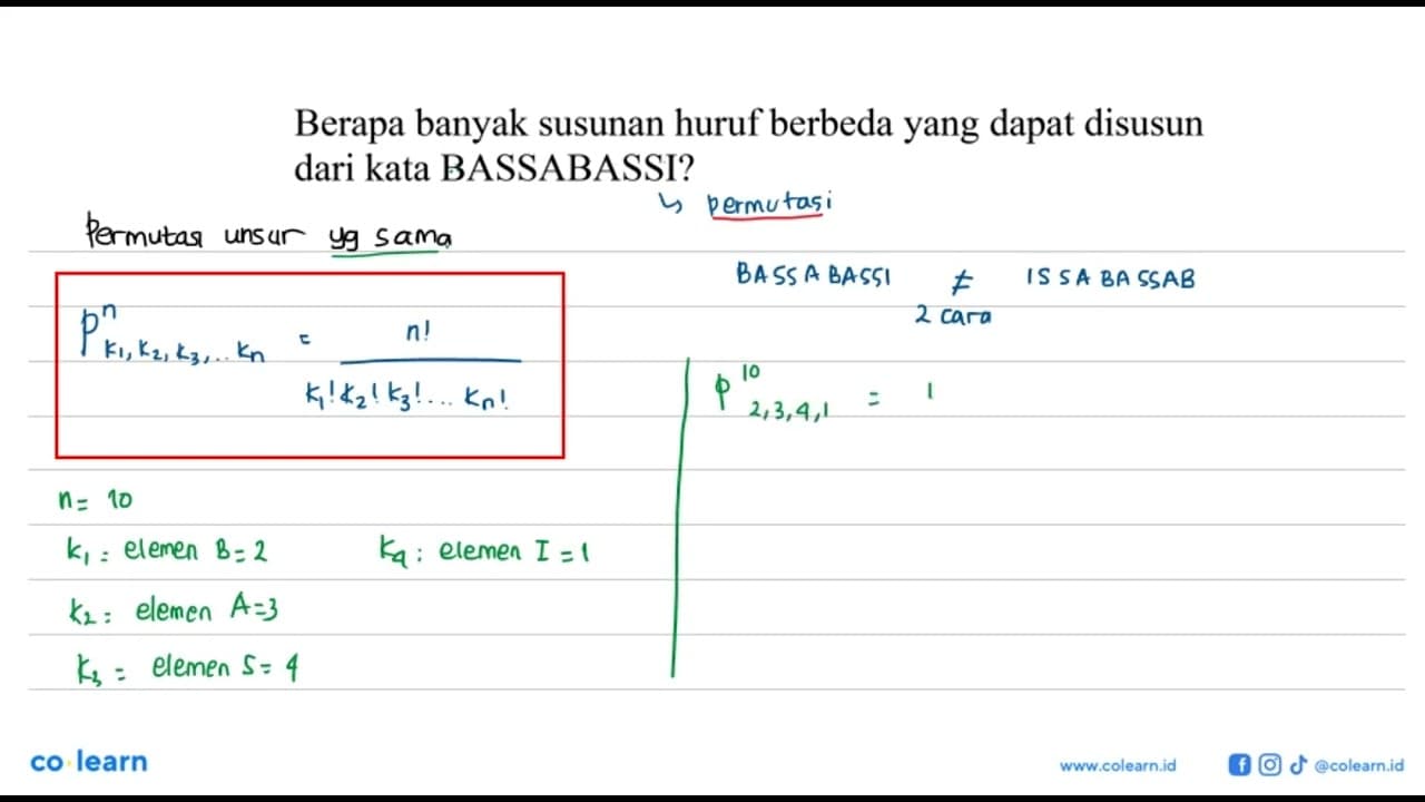 Berapa banyak susunan huruf berbeda yang dapat disusun dari