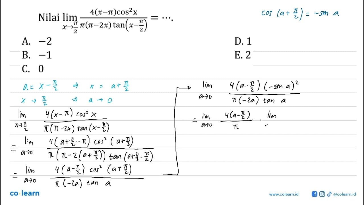 Nilai limit x->pi/2