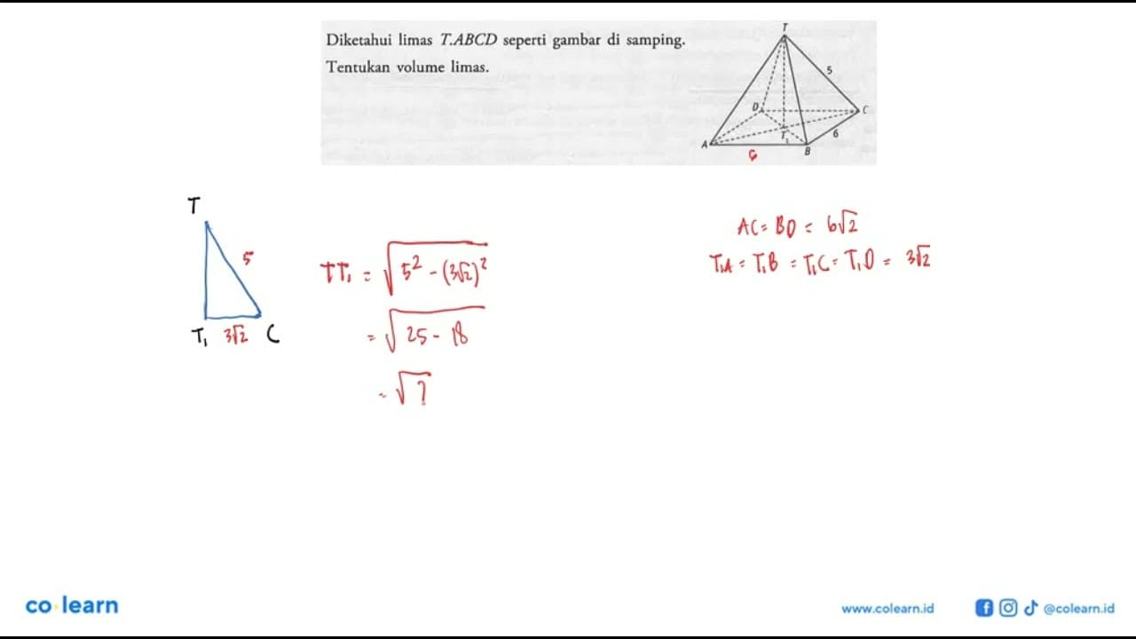 Diketahui limas T.ABCD seperti gambar di samping. Tentukan