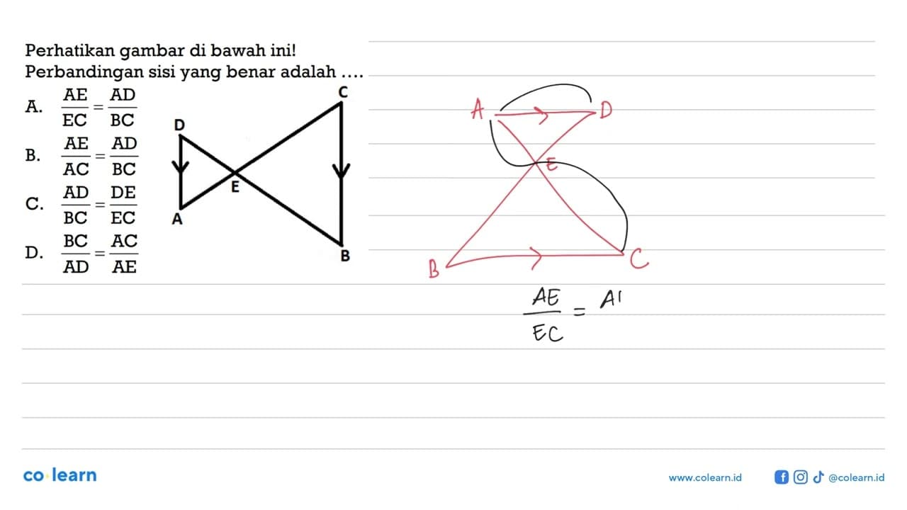 Perhatikan gambar di bawah ini! Perbandingan sisi yang