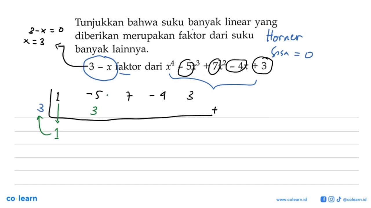 Tunjukkan bahwa suku banyak linear yang diberikan merupakan