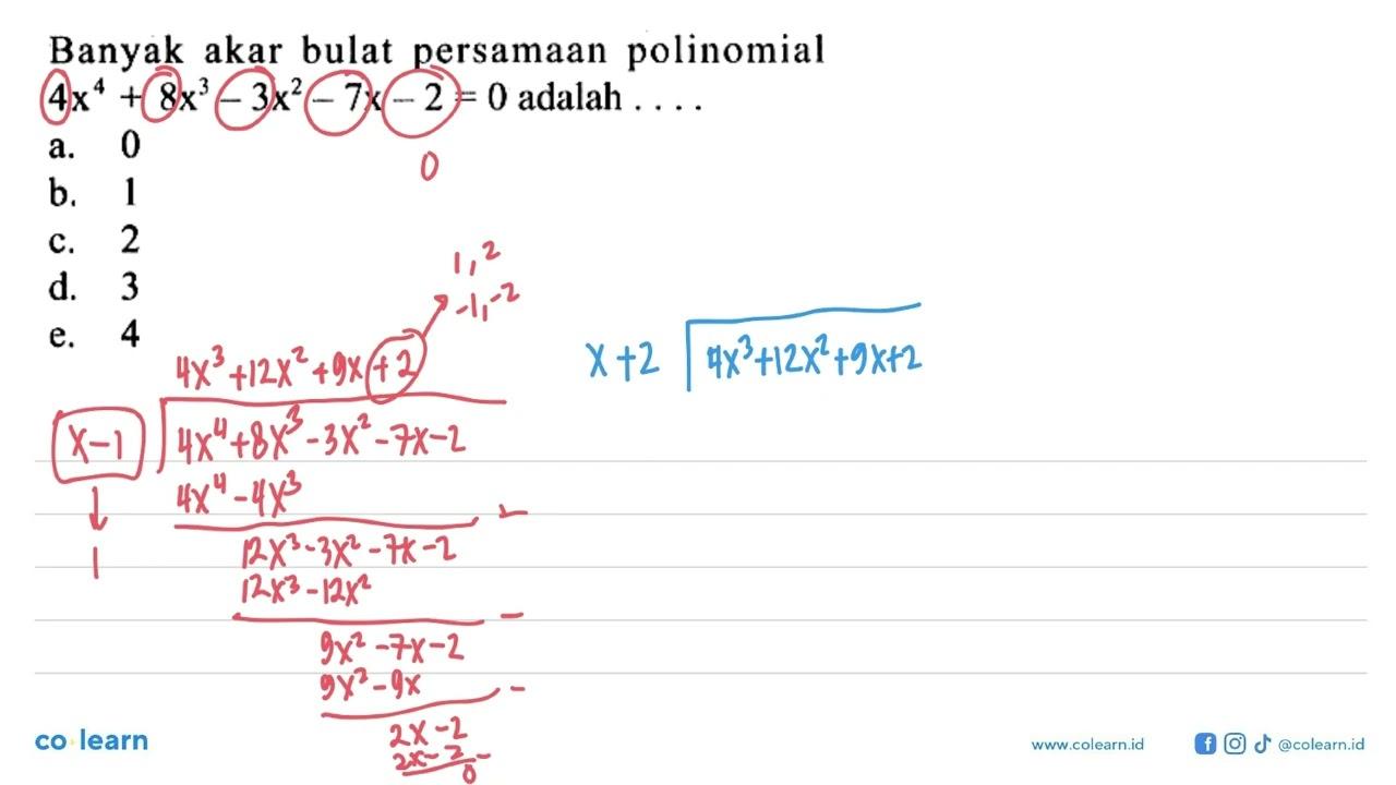 Banyak akar bulat persamaan polinomial