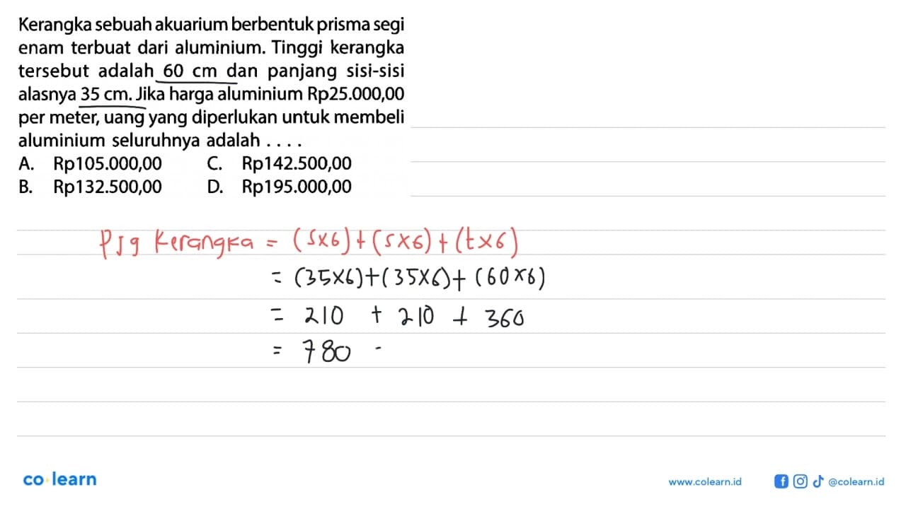 Kerangka sebuah akuarium berbentuk prisma segi enam terbuat