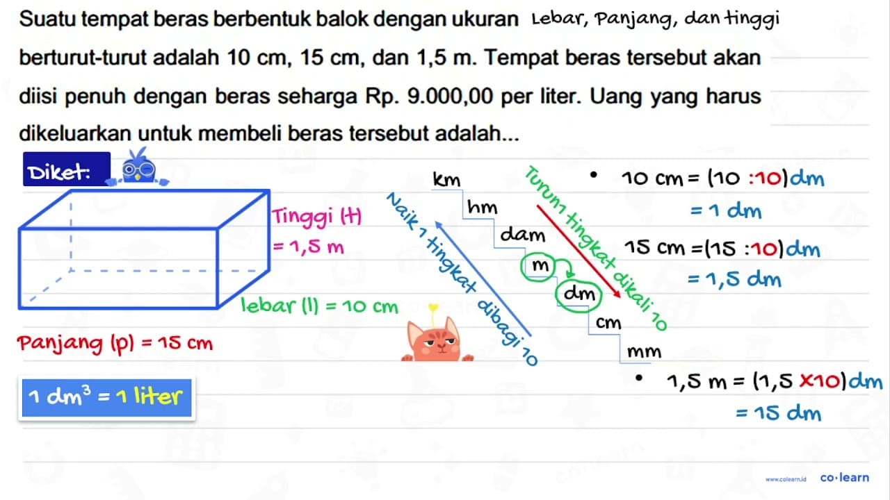 Suatu tempat beras berbentuk balok dengan ukuran panjang,