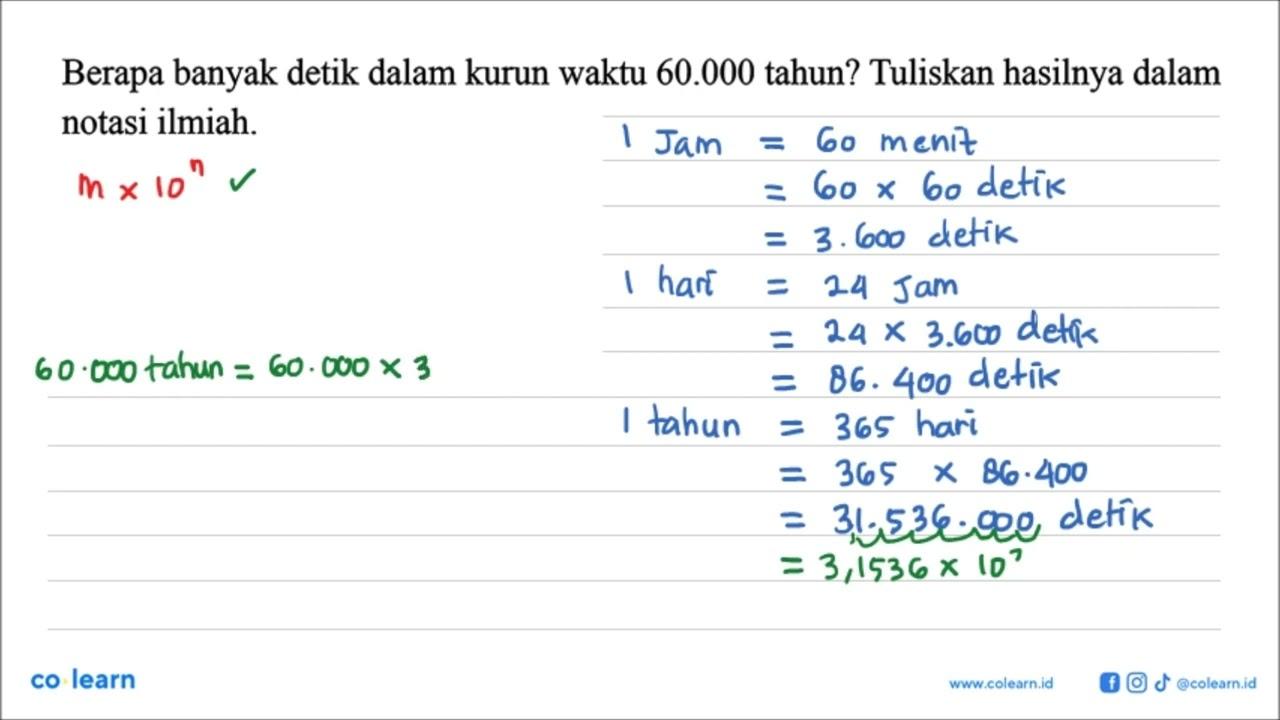 Berapa banyak detik dalam kurun waktu 60.000 tahun?