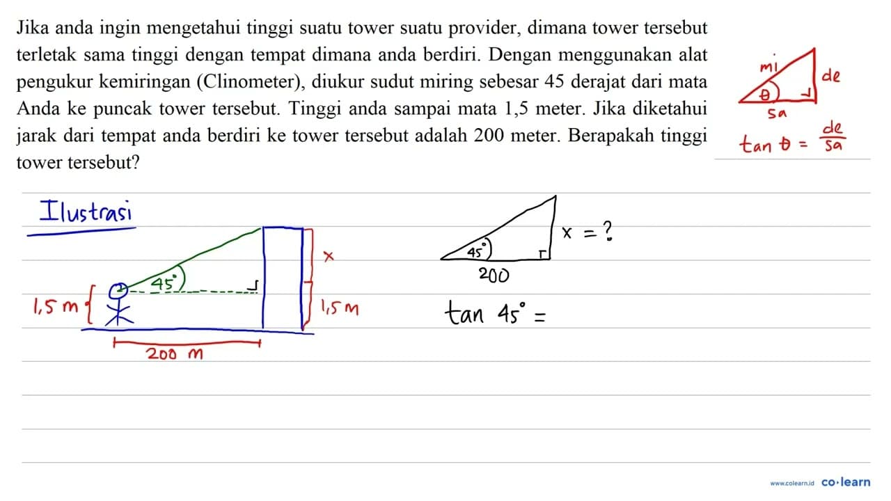 Jika anda ingin mengetahui tinggi suatu tower suatu