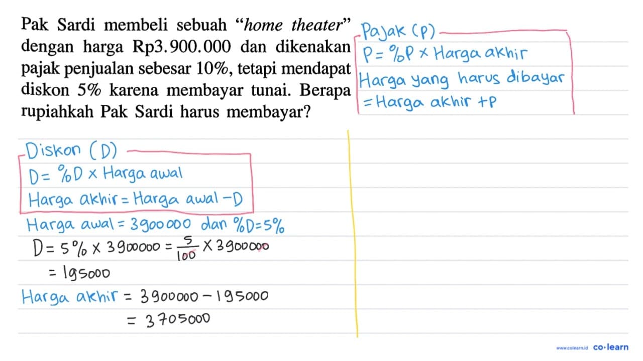 Pak Sardi membeli sebuah 'home theater' dengan harga