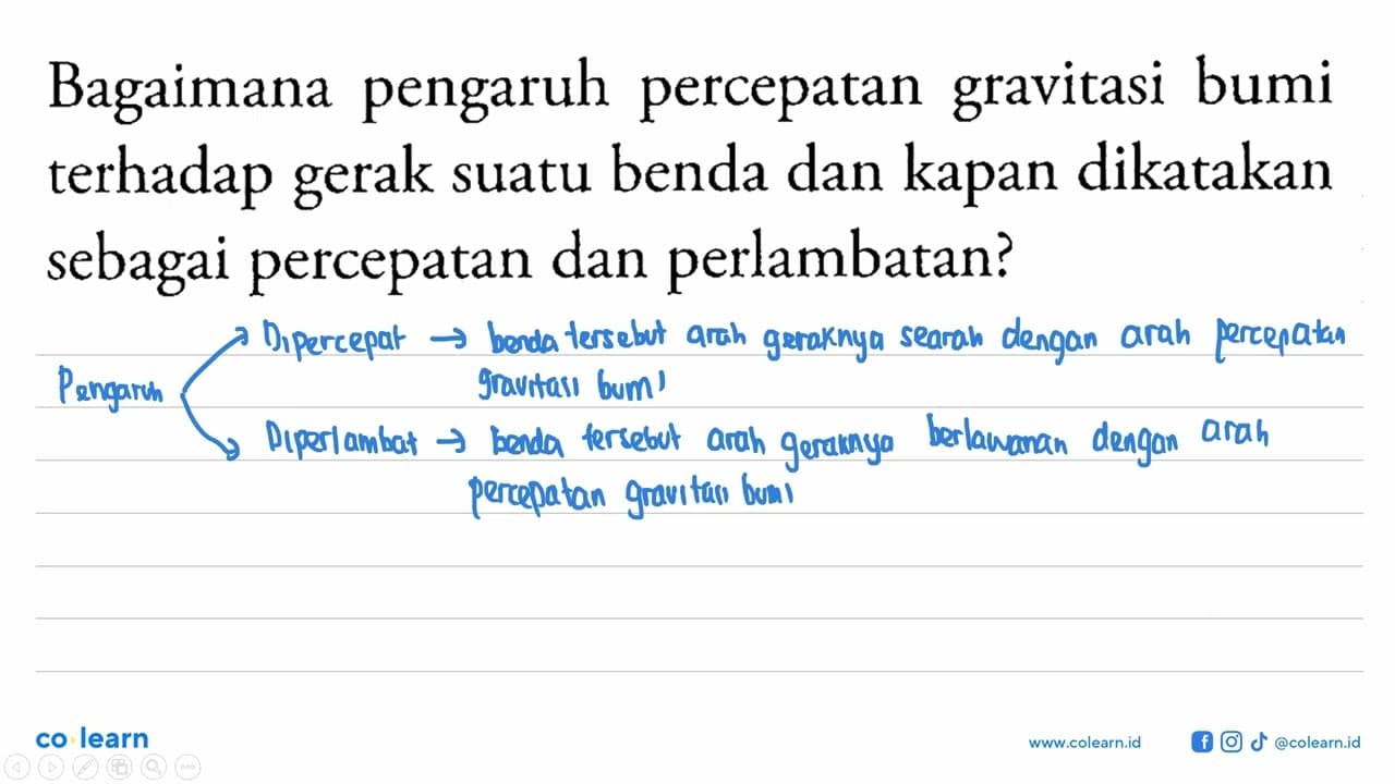 Bagaimana pengaruh percepatan gravitasi bumi terhadap gerak