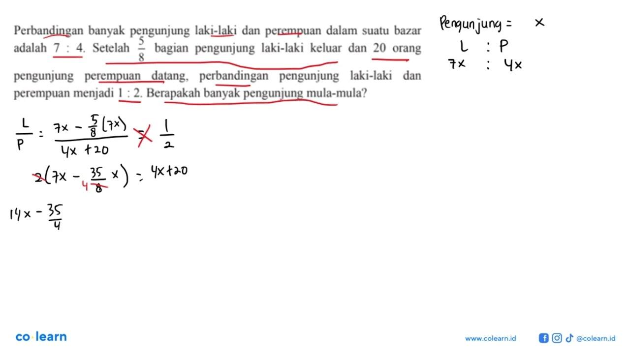 Perbandingan banyak pengunjung laki-laki dan perempuan