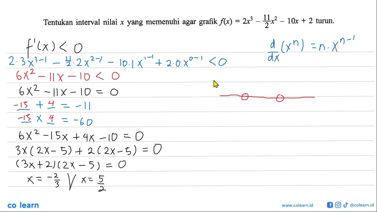 Tentukan interval nilai x yang memenuhi agar grafik