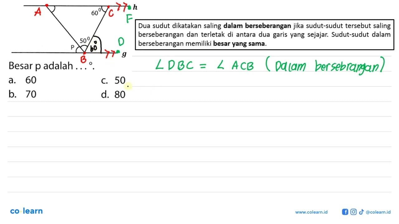 Besar p adalah ...