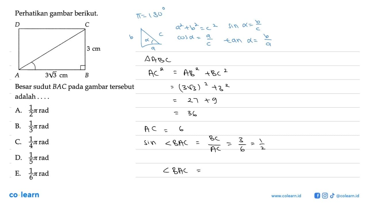 Perhatikan gambar berikut. D C 3 cm A B 3akar(3) cmBesar