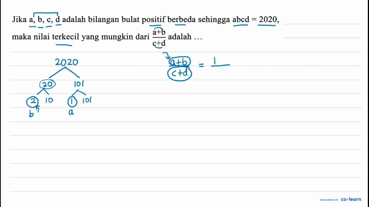 Jika a, b, c, d adalah bilangan bulat positif berbeda