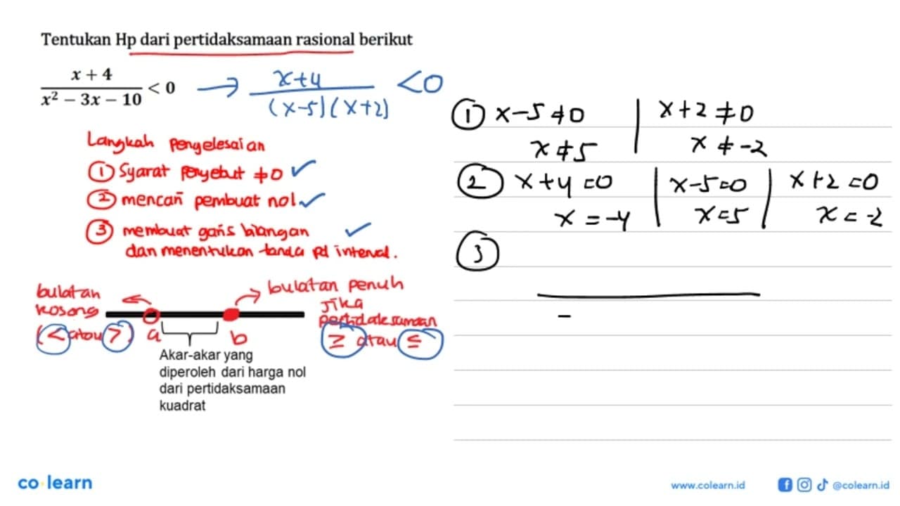 Tentukan Hp dari pertidaksamaan rasional berikut