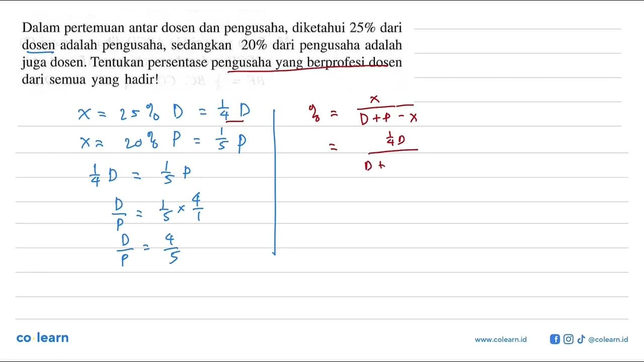 Dalam pertemuan antar dosen dan pengusaha, diketahui 25%