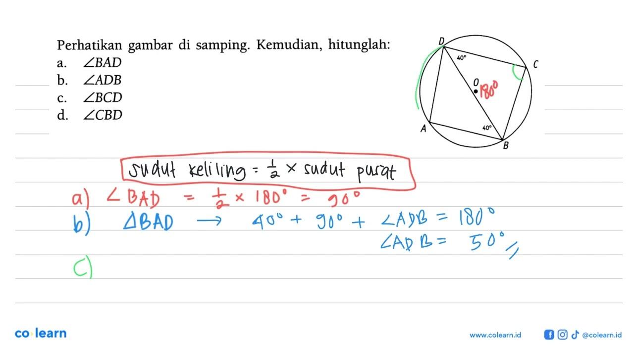 Perhatikan gambar di samping. Kemudian, hitunglah: a. sudut