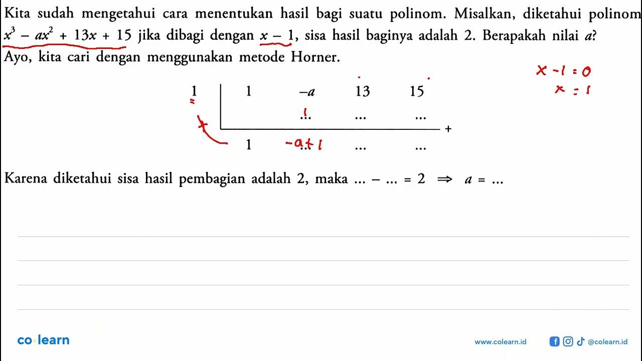 Kita sudah mengetahui cara menentukan hasil bagi suatu