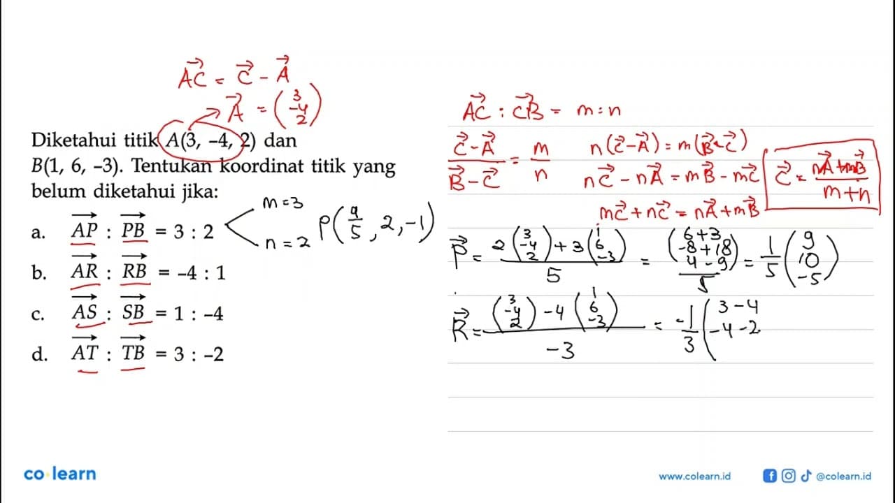 Diketahui titik A(3,-4,2) dan B(1,6,-3) . Tentukan