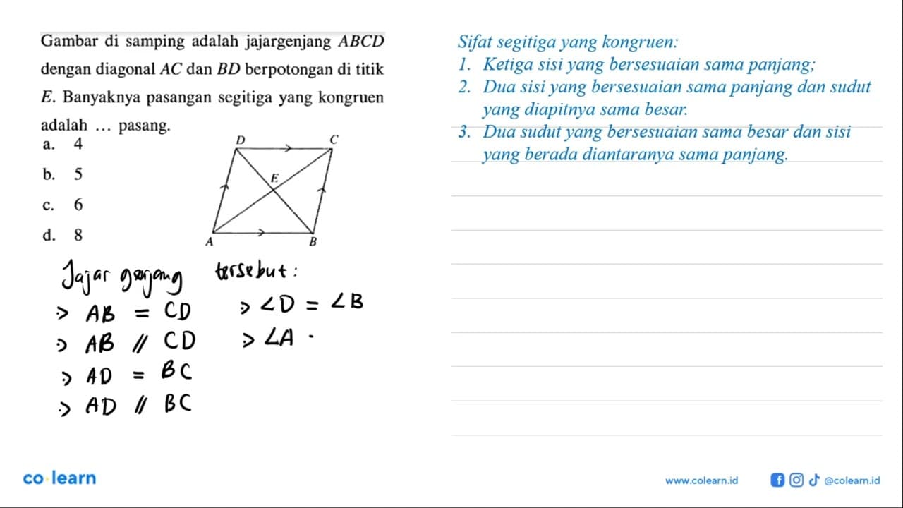 Gambar di samping adalah jajargenjang ABCD dengan diagonal