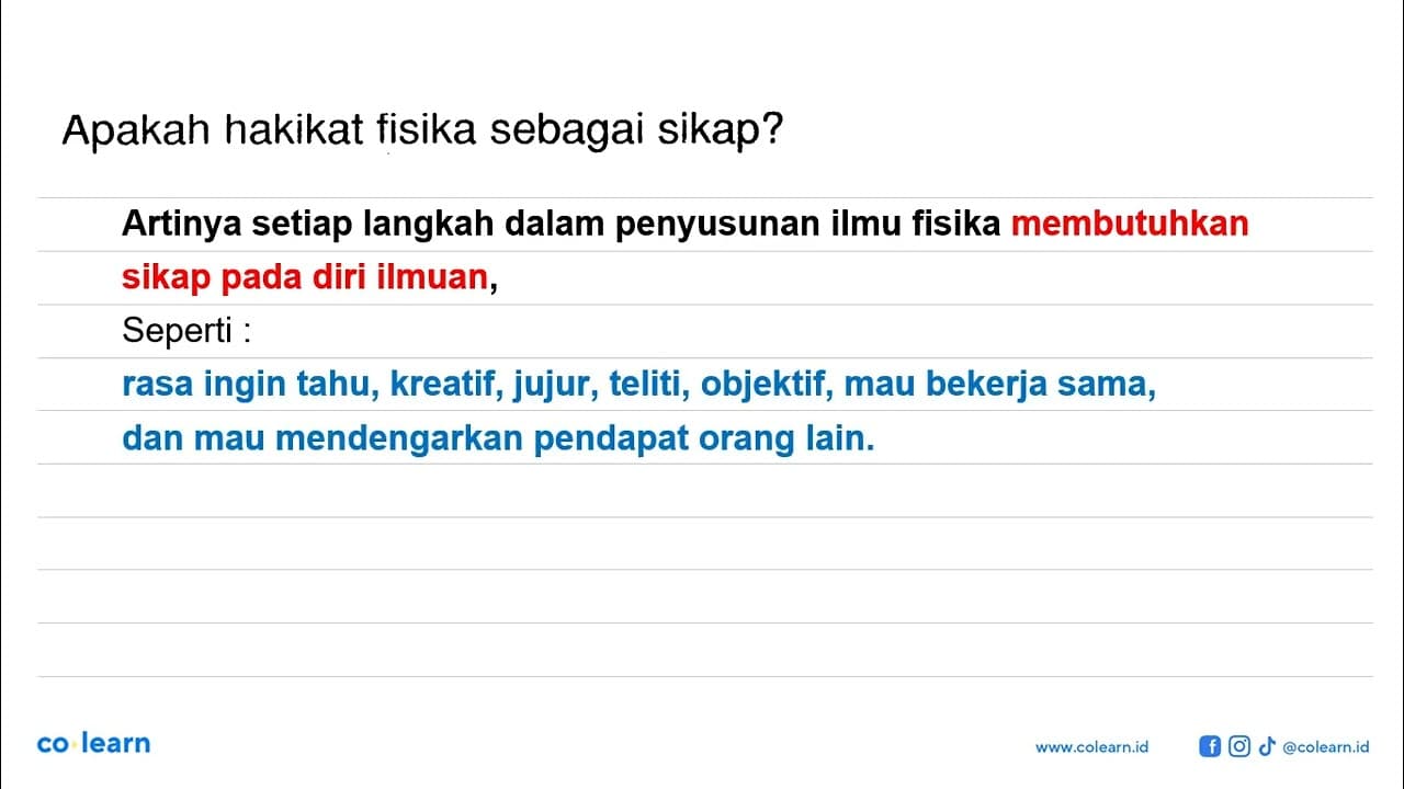 Apakah hakikat fisika sebagai sikap?