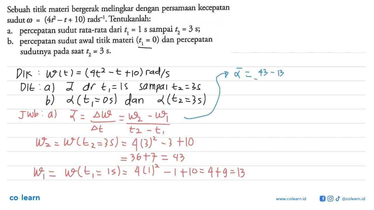 Sebuah titik materi bergerak melingkar dengan persamaan