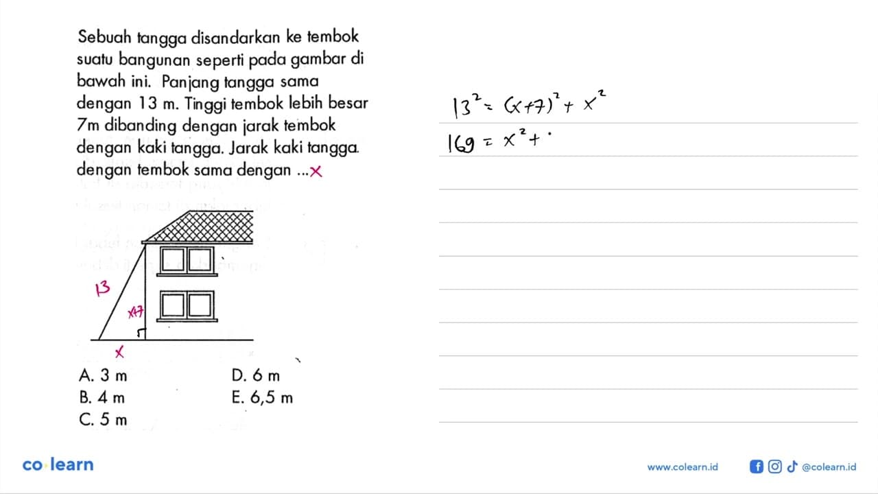 Sebuah tangga disandarkan ke tembok suatu bangunan seperti