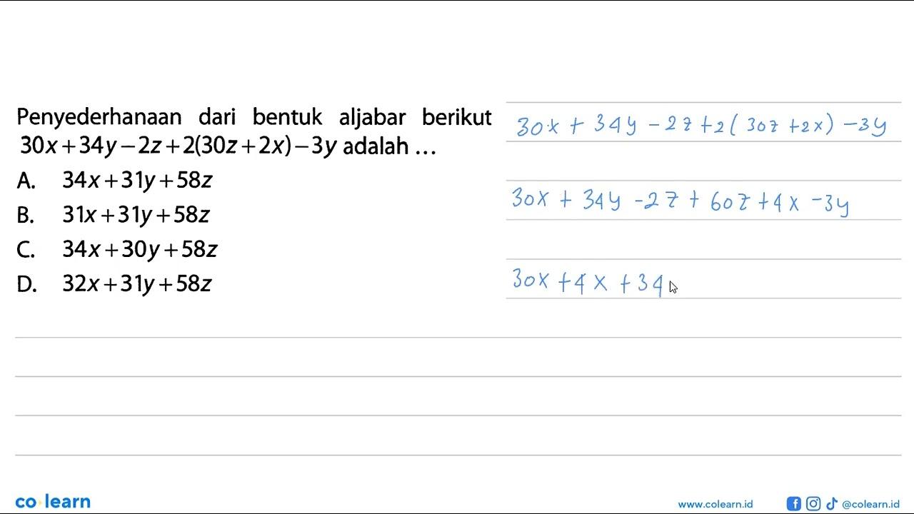 Penyederhanaan dari bentuk aljabar berikut