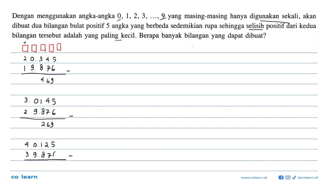 Dengan menggunakan angka-angka 0,1,2,3, ..., 9 yang