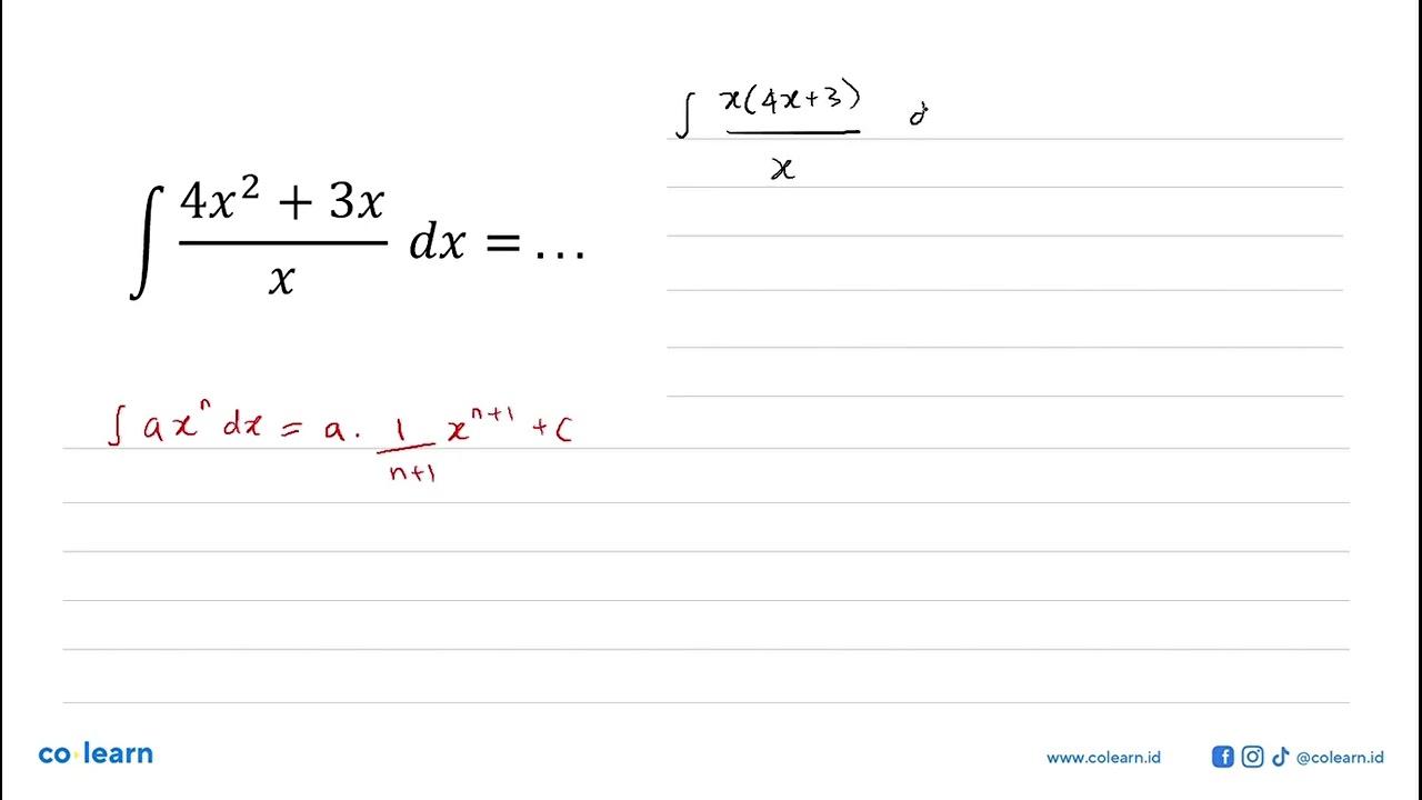 integral (4x^2+3x)/x dx=....