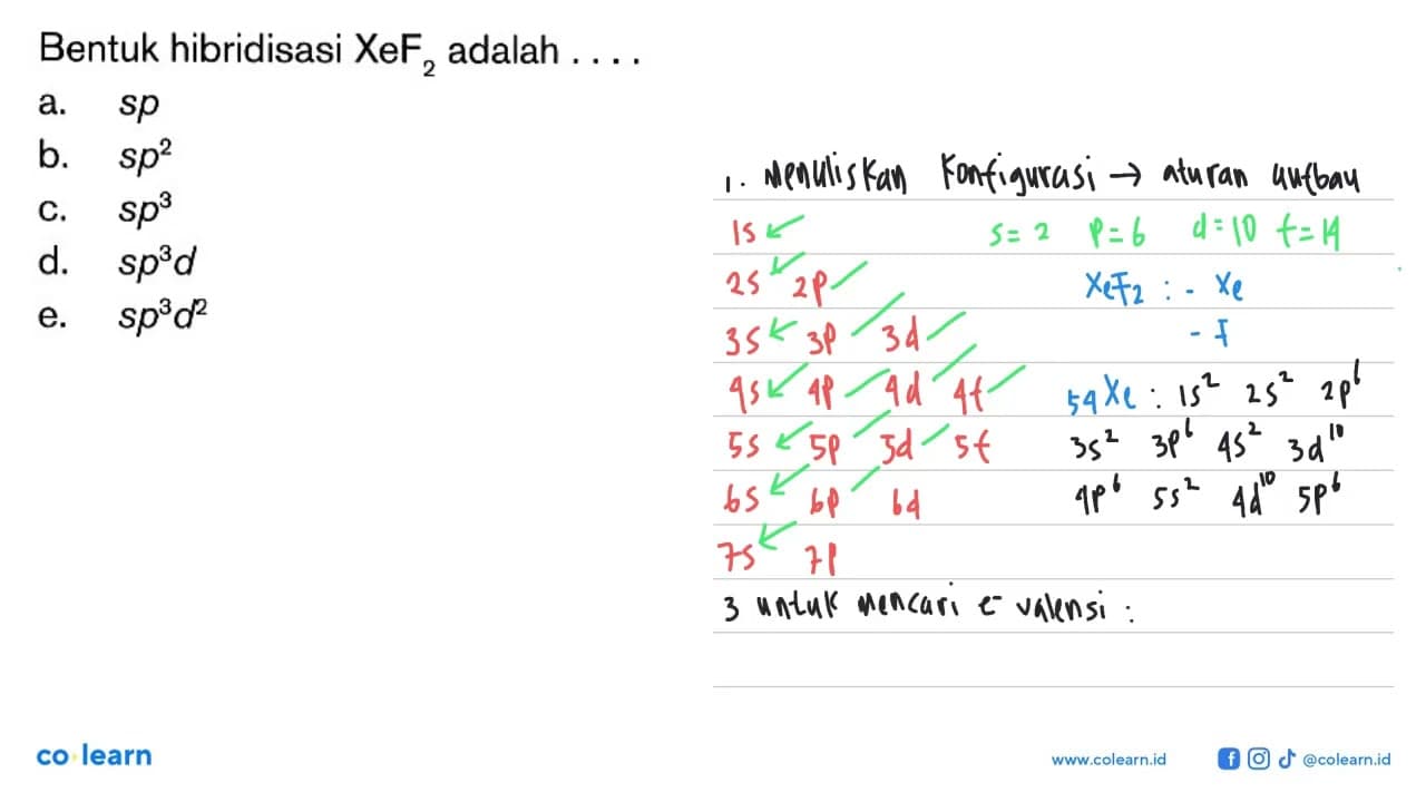 Bentuk hibridisasi XeF2 adalah ....