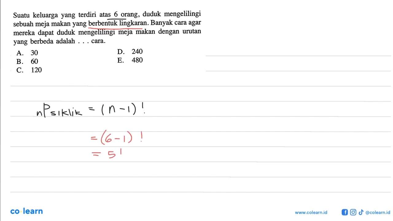 Suatu keluarga yang terdiri atas 6 orang, duduk