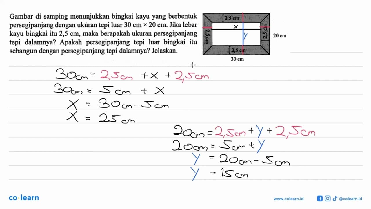 Gambar di samping menunjukkan bingkai kayu yang berbentuk