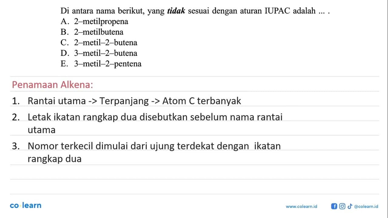 Di antara nama berikut, yang tidak sesuai dengan aturan