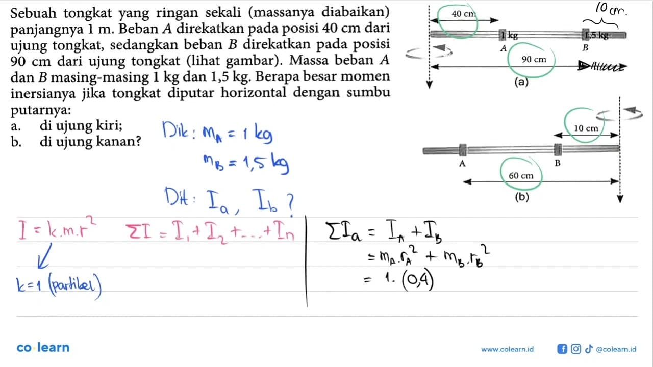 Sebuah tongkat yang ringan sekali (massanya diabaikan)